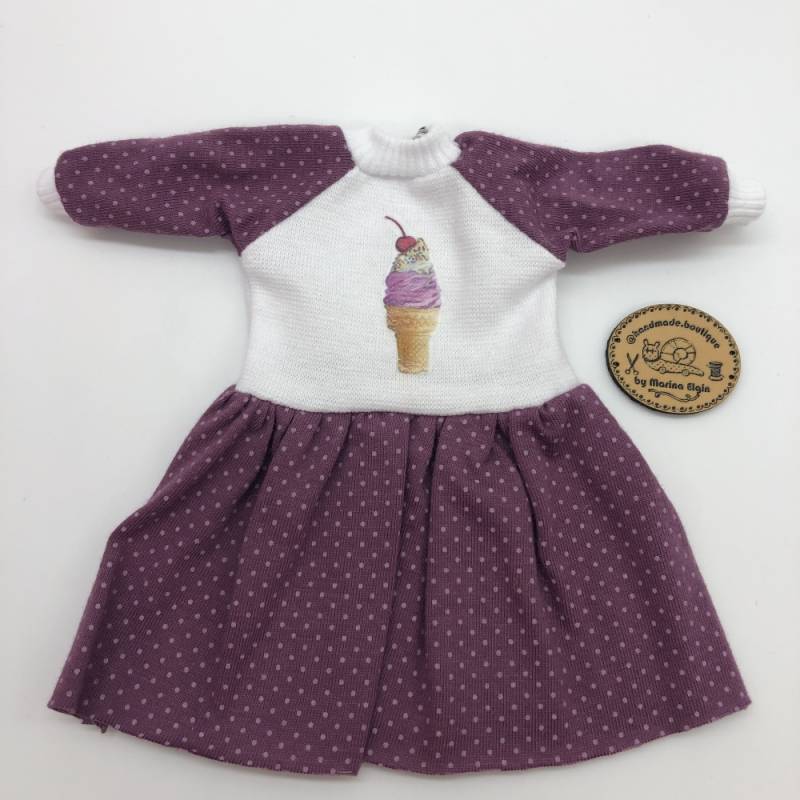 Dotted dress in wild berry color with ice cream