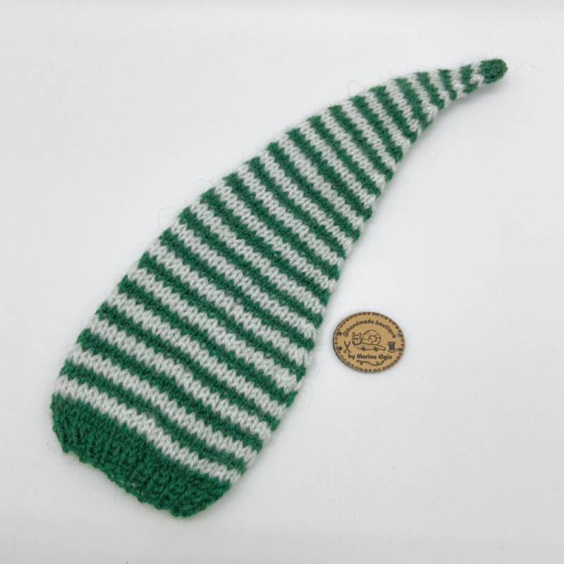 Green hat with thin white stripes
