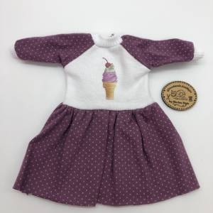 Gepunktetes Kleid in dunkel Waldbeeren Farbe mit Eiscreme